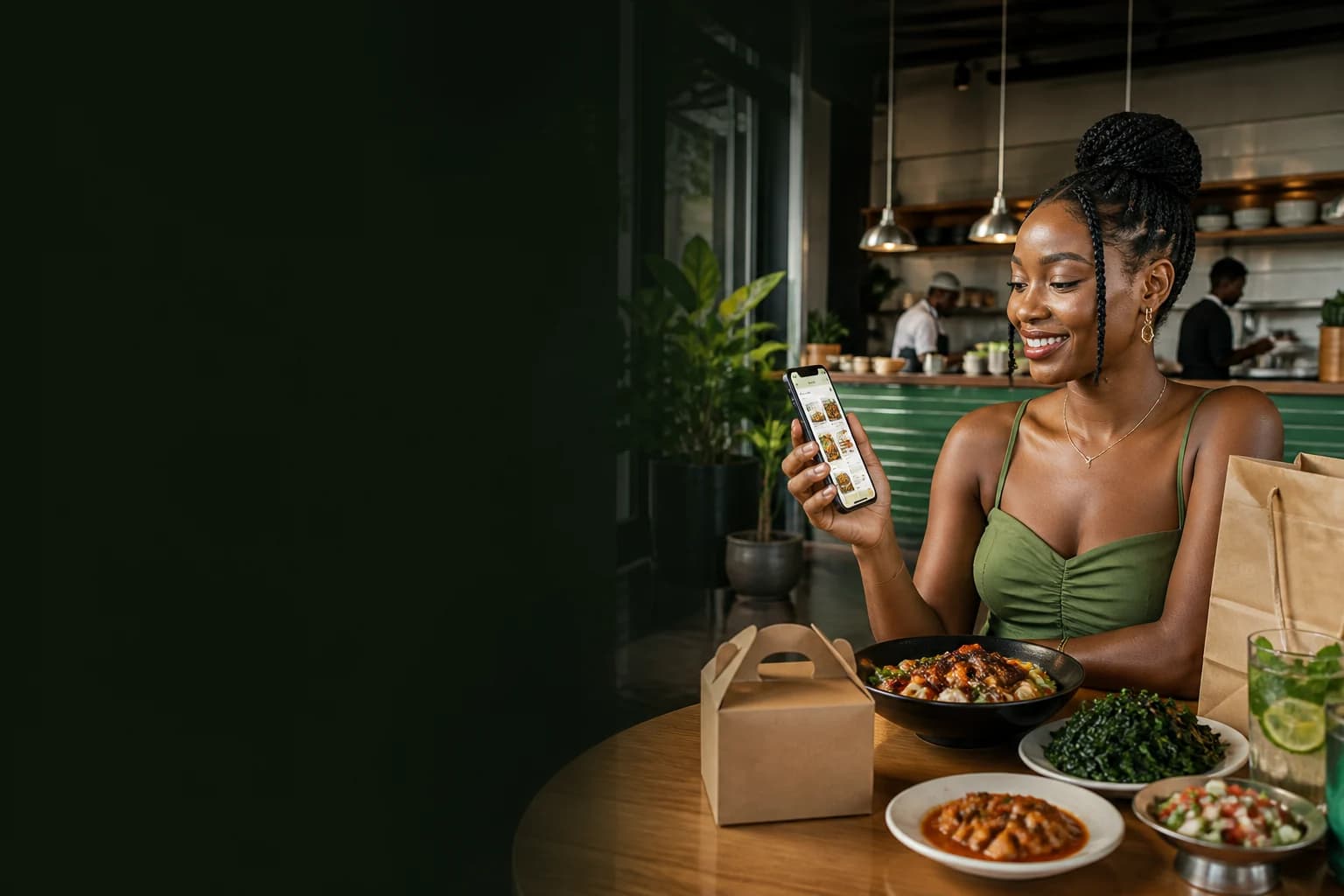 Customer ordering food from a local restaurant with Golden Easy Delivery